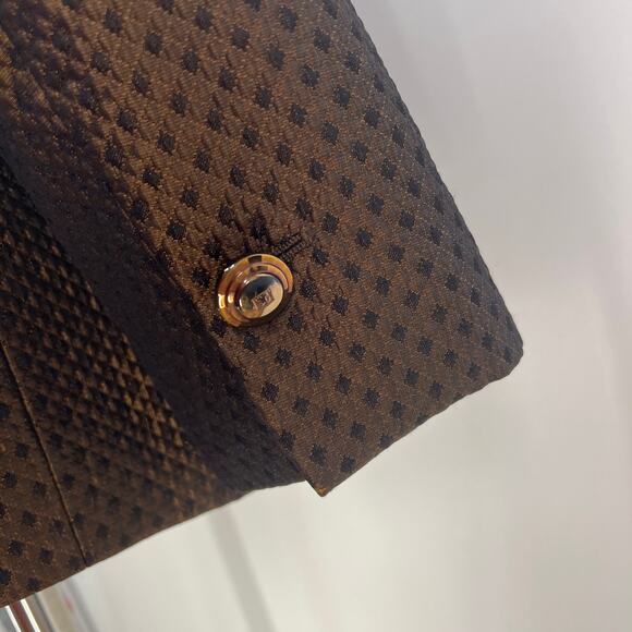 Escada Silk & Wool Blazer Brown Diamond Quilt - Picture 10 of 12